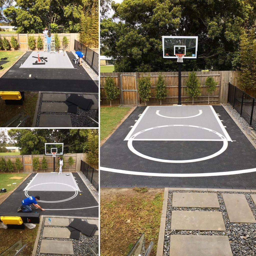 kompakt Fahrenheit Aktuator half court backyard basketball court Seite