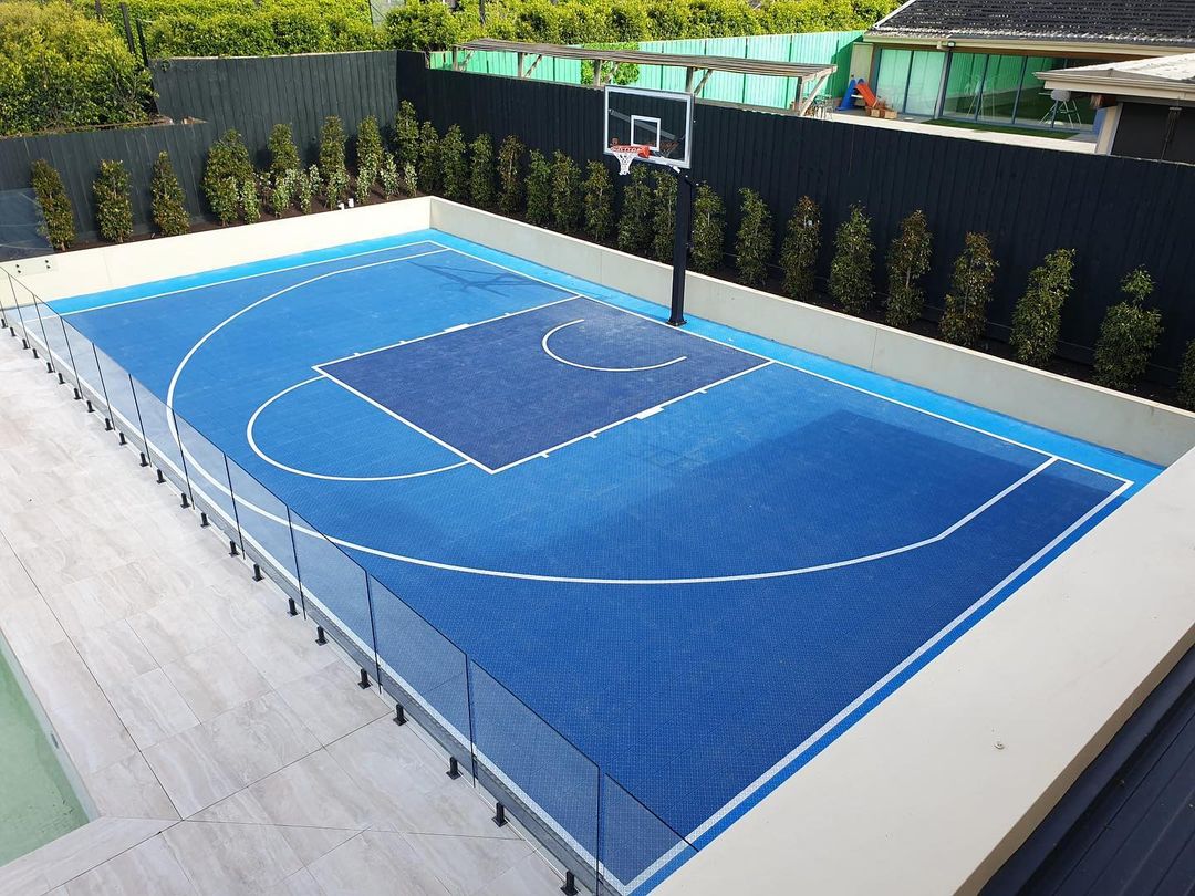 Half Court Basketball Backyard Tennis Pickleball Line Markings